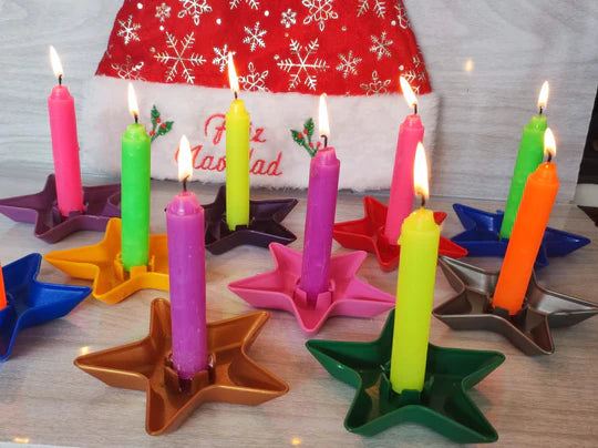 PORTAVELAS EN FORMA DE ESTRELLAS X 15UND🕯️🎄